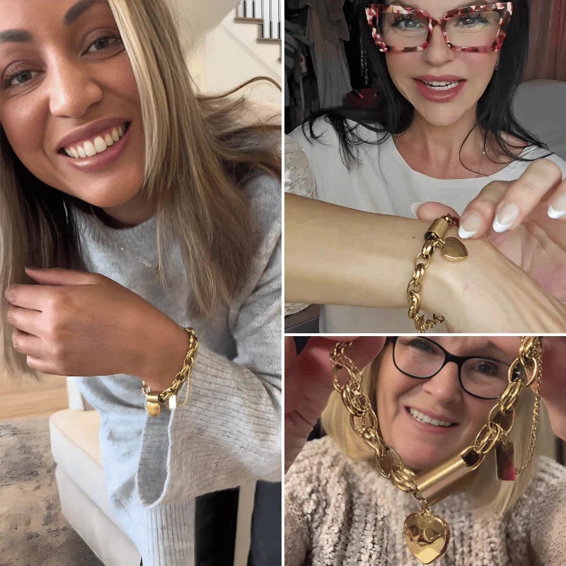 Chunky Heartened armbånd | 18K Guld
