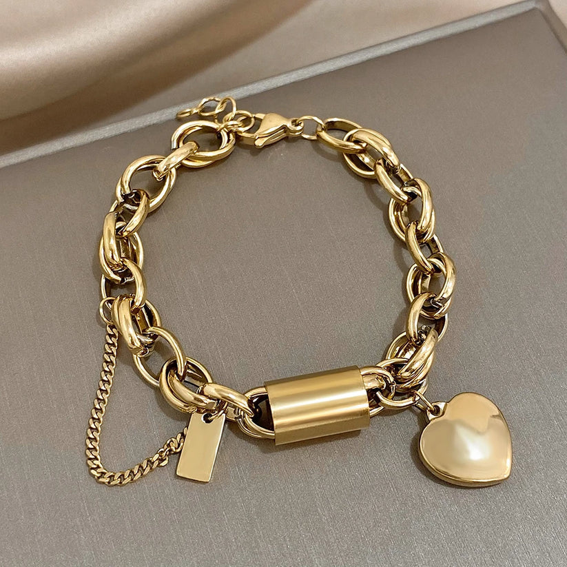Chunky Heartened armbånd | 18K Guld