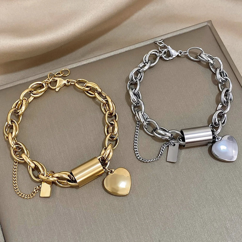 Chunky Heartened armbånd | 18K Guld