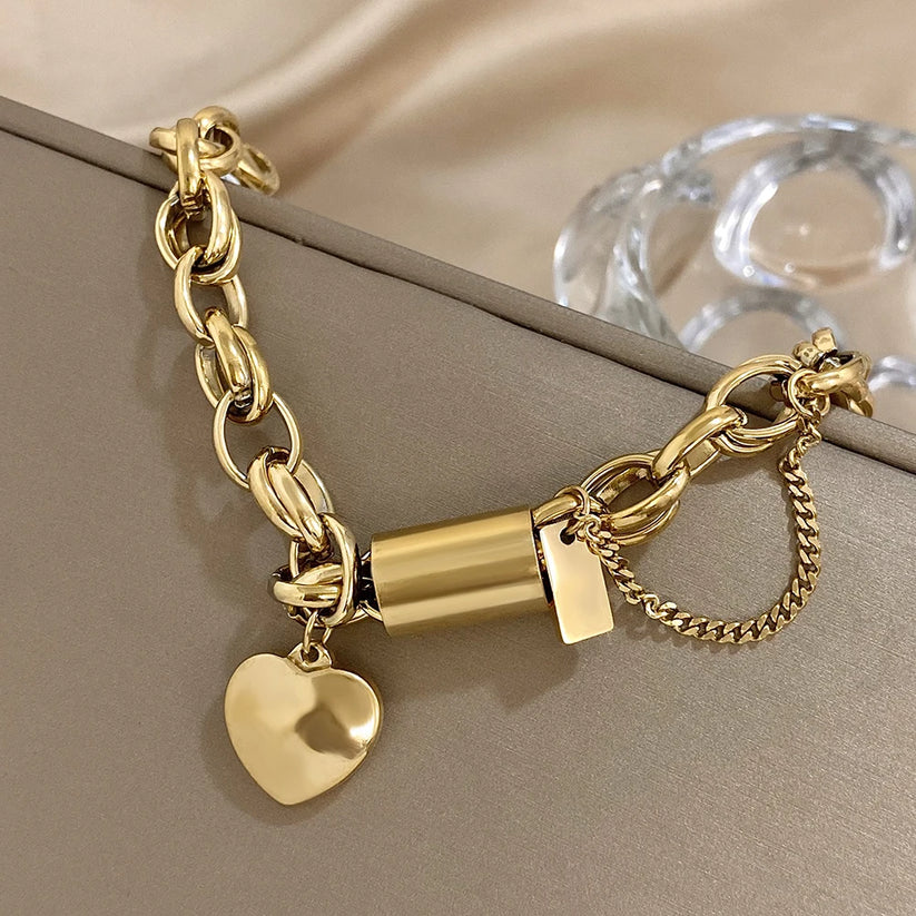 Chunky Heartened armbånd | 18K Guld