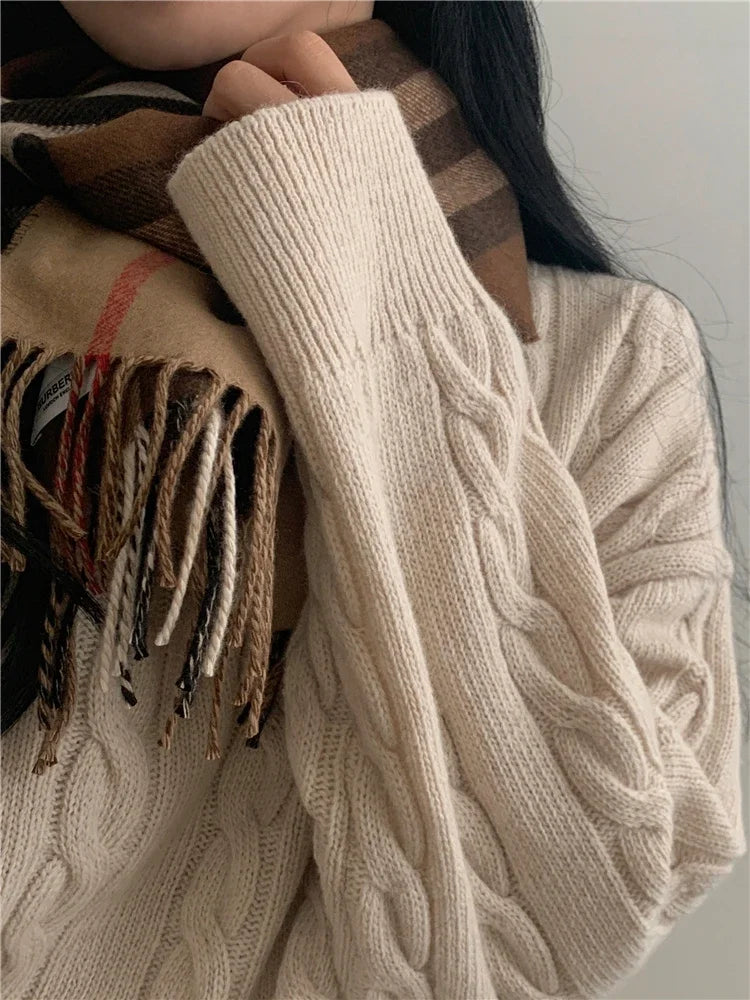 Realeft | Oversize striktrøje med V-hals