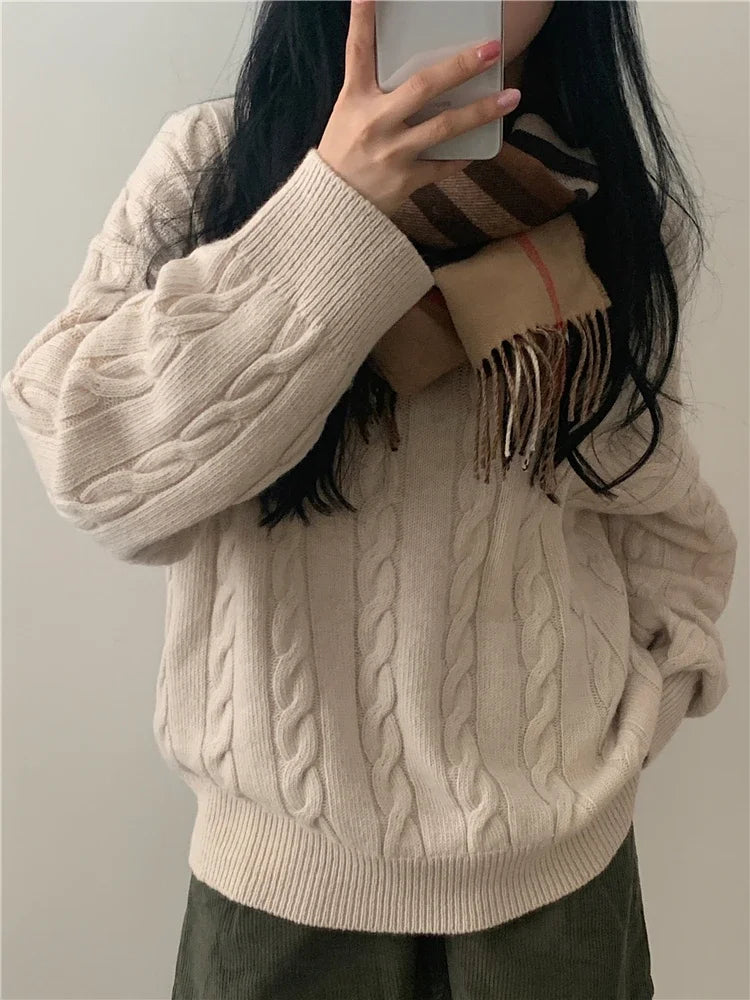Realeft | Oversize striktrøje med V-hals