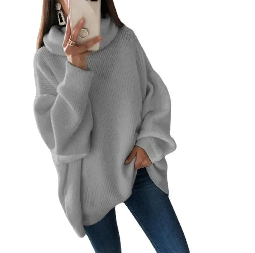 Rettet rullekravesweater til kvinder