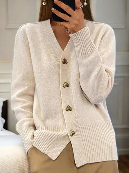 Dametøj uld cardigan med knapper
