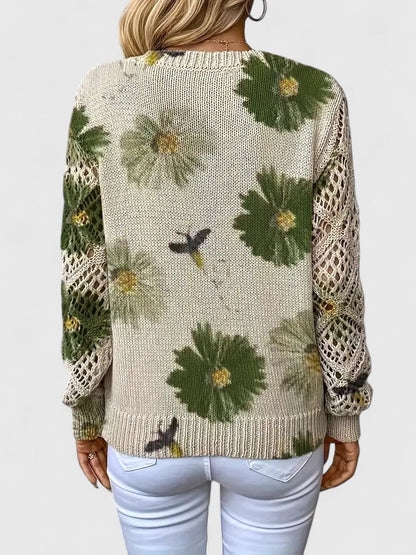 Catarina – Strikbluse med blomsterprint