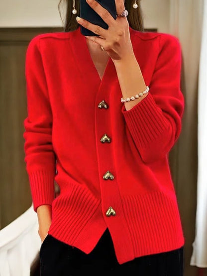Dametøj uld cardigan med knapper