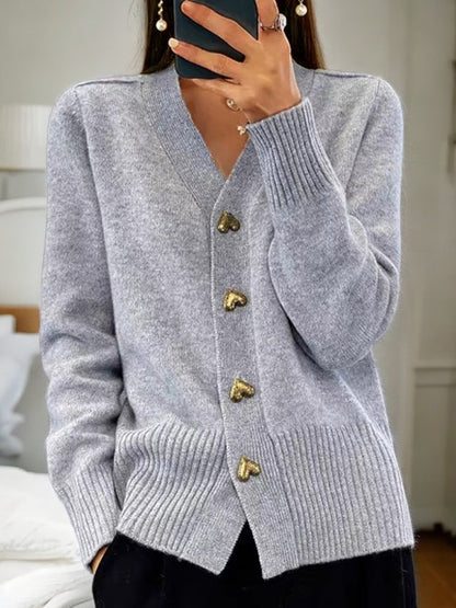 Dametøj uld cardigan med knapper